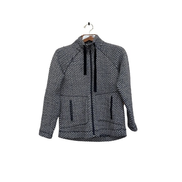 T by Talbots Jackets & Blazers - T By Talbots Herringbone Chevron Fleece Jacket Women’s Sz Small Long Sleeve Zip
